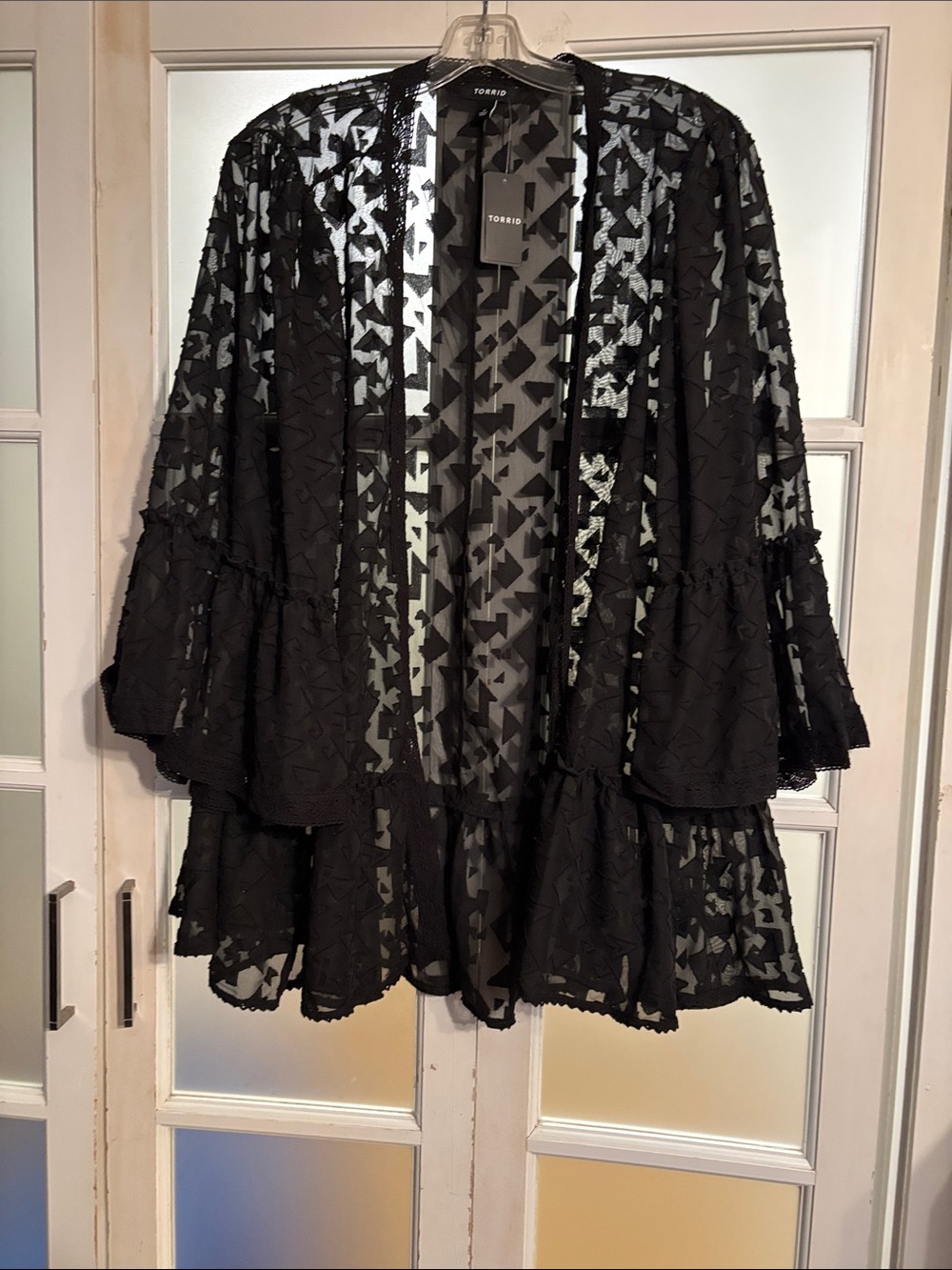 torrid Black Sheer Lace Overlay Ruffle Kimono